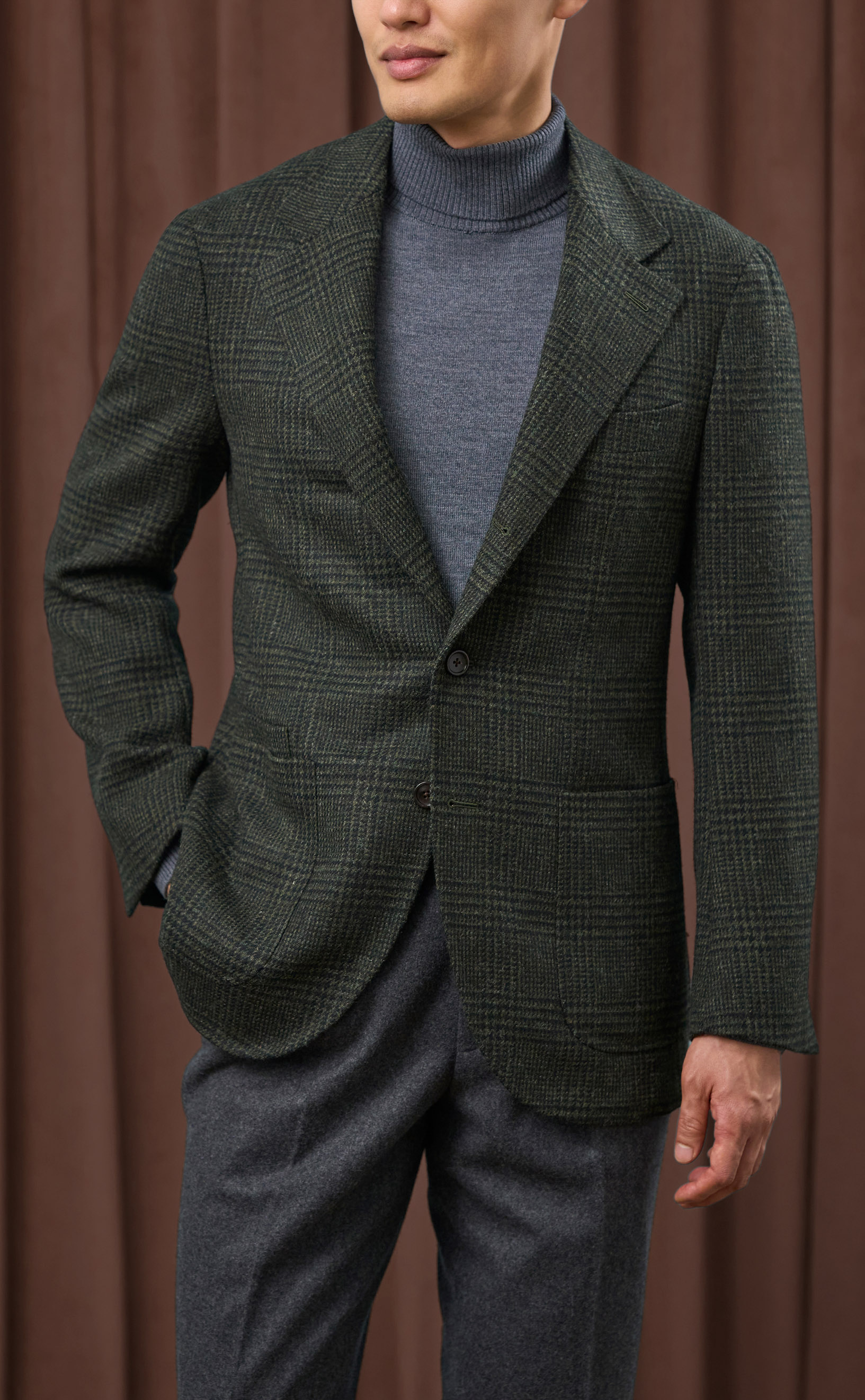 Dark Green Check Tweed Full Canvas Neo 2 Sportcoat